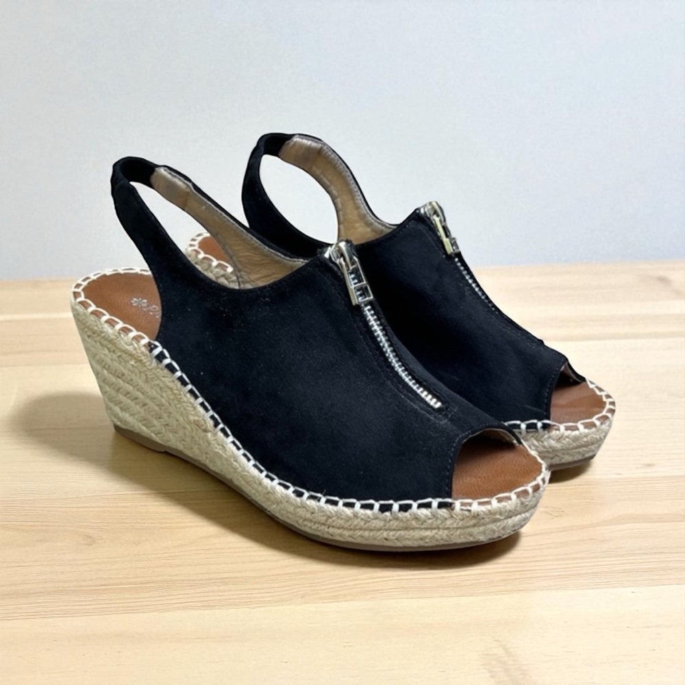 Patrizia by Spring Step Espadrille Wedge Sandal in Black Size EU 38